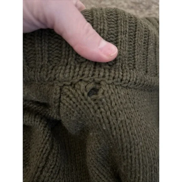 SCHOTT BROS NYC Heavyweight Sherpa Cable Sweater Jacket Army Garment  M85-237-04 - Picture 6 of 7